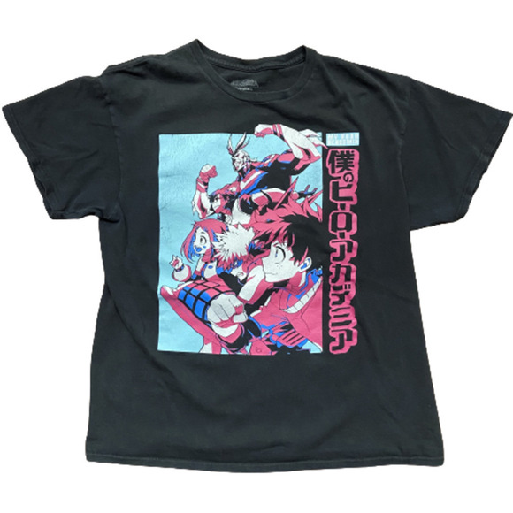 My Hero Academia Anime Black Blue Pink T-Shirt Women's Size Large - Picture 8 of 8